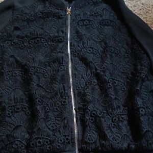 Avenue Black Lace Bomber Jacket